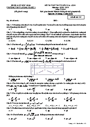 Đề thi thử THPT Quốc gia môn Toán lần 1 - Mã đề 135 - Năm học 2018-2019 - Trường THPT Lương Tài số 2